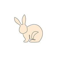 un seul dessin de lapin debout mignon pour l'identité du logo de l'entreprise de marque. concept de mascotte animale adorable lapin pour l'icône de la ferme d'élevage. ligne continue dessiner illustration vectorielle graphique de conception vecteur