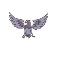 dessin au trait continu unique de l'aigle héroïque pour l'identité du logo de l'équipe e-sport. concept de mascotte oiseau faucon pour icône de cimetière. illustration de conception graphique de dessin vectoriel dynamique d'une ligne