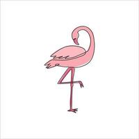 dessin au trait continu unique d'un beau flamant rose pour le logo du zoo national. concept de mascotte d'oiseau flamant rose pour le parc de conservation. Une ligne à la mode dessiner illustration graphique vectorielle de conception vecteur