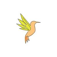 un seul dessin de colibri mignon pour l'identité du logo de l'entreprise. petit concept de mascotte d'oiseau de beauté pour le parc zoologique national aviaire. illustration de conception de dessin vectoriel graphique en ligne continue