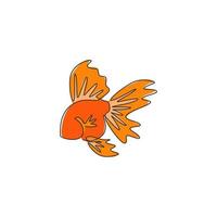 un seul dessin d'adorable poisson rouge pour l'identité du logo de l'entreprise. concept de mascotte de poisson domestique pour l'icône d'animal aquatique. ligne continue moderne dessiner illustration vectorielle graphique vecteur