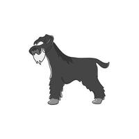 dessin d'une seule ligne d'adorable schnauzer miniature pour l'identité du logo de l'entreprise. concept de mascotte de chien de race pure pour l'icône d'animal familier amical de pedigree. ligne continue moderne dessiner illustration vectorielle de conception vecteur