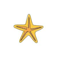 un dessin au trait continu d'étoiles de mer mignonnes pour l'identité du logo marin. concept de mascotte de créature d'étoile de mer pour l'icône de plage. illustration vectorielle de conception de dessin à une seule ligne moderne vecteur