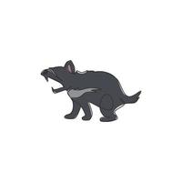 un dessin au trait continu du féroce diable de tasmanie pour l'identité du logo de l'entreprise. concept de mascotte marsupiale carnivore pour l'icône du zoo national. Illustration graphique de vecteur de dessin de ligne unique moderne