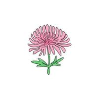 un seul dessin au trait de chrysanthème frais de beauté pour l'impression d'affiches de décoration murale d'art à la maison. fleur de maman décorative imprimable pour carte d'invitation de mariage. ligne continue dessiner illustration vectorielle de conception vecteur