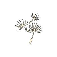 un dessin au trait continu de taraxacum frais de beauté pour l'impression d'affiches d'art mural de décoration intérieure. concept de fleur de pissenlit décoratif imprimable pour carte de voeux. illustration vectorielle de dessin à une seule ligne vecteur