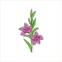 un dessin au trait continu d'orchidée fraîche de beauté pour le logo de jardin. affiche décorative imprimable concept de fleur d'orchidacées pour l'art de la décoration murale à la maison. illustration vectorielle de conception de dessin à une seule ligne moderne vecteur