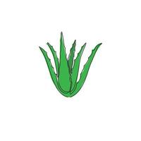 dessin au trait continu unique d'aloe vera vert biologique sain pour l'identité du logo de la ferme. concept de plante succulente tropicale fraîche pour l'icône agricole. Une ligne moderne dessiner illustration vectorielle de conception vecteur