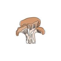 un dessin au trait continu de champignons biologiques sains et entiers pour l'identité du logo de la ferme. concept de champignon vénéneux frais pour l'icône de légumes. Illustration vectorielle de conception graphique unique moderne dessiner vecteur