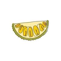 dessin au trait continu unique en tranches de jacquier biologique sain pour l'identité du logo du verger. concept de fruits tropicaux frais pour l'icône de jardin de fruits. Une ligne moderne dessiner illustration vectorielle graphique de conception vecteur