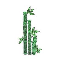 une seule ligne de dessin d'arbres de bambou pour l'identité du logo de la plantation. concept de plante à fleurs vivaces à feuilles persistantes fraîches pour l'icône de la plante. style curl tourbillon. vecteur graphique de conception de ligne continue moderne
