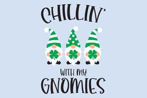 st patricks gnomes svg, Chillin avec mon les gnomies, marrant st. patricks journée svg, des gamins st patricks chemise svg fichier pour cricut, silhouette vecteur