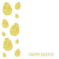 Pâques carte. Pâques or briller des œufs sur blanc arrière-plan.vacances décoration pour Pâques vacances vecteur