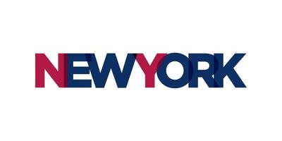 Nouveau York, Etats-Unis typographie slogan conception. Amérique logo avec graphique ville caractères pour impression et la toile. vecteur