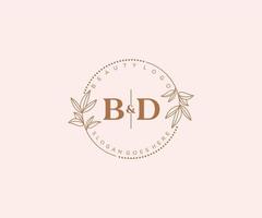 initiale bd des lettres magnifique floral féminin modifiable premade monoline logo adapté pour spa salon peau cheveux beauté boutique et cosmétique entreprise. vecteur