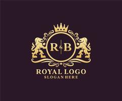 modèle initial de logo de luxe rb lettre lion royal en art vectoriel pour restaurant, royauté, boutique, café, hôtel, héraldique, bijoux, mode et autres illustrations vectorielles.