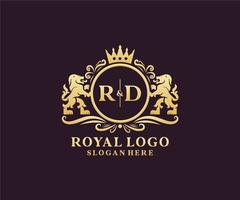 modèle de logo de luxe royal lion lettre initiale rd dans l'art vectoriel pour le restaurant, la royauté, la boutique, le café, l'hôtel, l'héraldique, les bijoux, la mode et d'autres illustrations vectorielles.