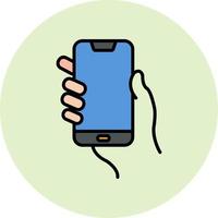 mains en portant mobile téléphone vecteur icône