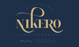 nikero mode Police de caractère alphabet. minimal moderne Urbain polices pour logo, marque etc. typographie police de caractères majuscule minuscule et nombre. vecteur illustration