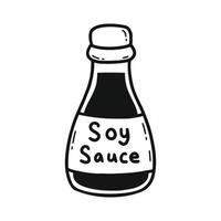 bouteille de soja sauce. assaisonnement pour plat. vecteur griffonnage illustration. nourriture des produits.