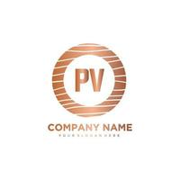 pv initiale lettre cercle bois logo modèle vecteur