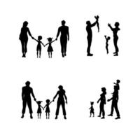 famille silhouette ensemble illustration conception vecteur