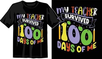 100e jours d'école, conception de t-shirt des cent jours, t-shirt de célébration des 100e jours vecteur