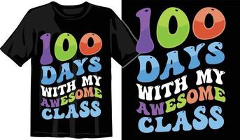 100e jours d'école, conception de t-shirt des cent jours, t-shirt de célébration des 100e jours vecteur