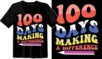 100e jours d'école, conception de t-shirt des cent jours, t-shirt de célébration des 100e jours vecteur