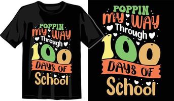 100e jours d'école, conception de t-shirt des cent jours, t-shirt de célébration des 100e jours vecteur