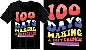 100e jours d'école, conception de t-shirt des cent jours, t-shirt de célébration des 100e jours vecteur