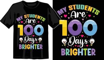 100e jours d'école, conception de t-shirt des cent jours, t-shirt de célébration des 100e jours vecteur