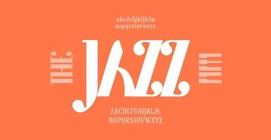 le jazz logo Police de caractère, mode minimal alphabet, élégant police de caractères. audacieux haute empattement des lettres pour luxe logo et gros titre. classique vecteur typographie.