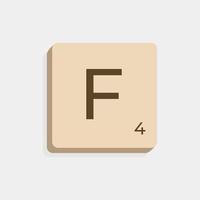 F majuscule dans scrabble des lettres. isoler vecteur illustration prêt à composer mots et phrases