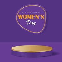 international aux femmes journée or piédestal ou podium avec violet Contexte. vecteur