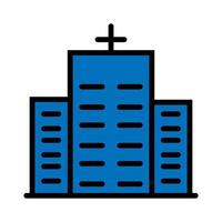 ligne d'icône de bâtiment d'hôpital isolée sur fond blanc. icône noire plate mince sur le style de contour moderne. symbole linéaire et trait modifiable. illustration vectorielle de trait parfait simple et pixel vecteur