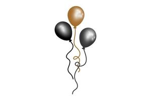 réaliste luxe ballon 3d illustration, dans noir or et gris couleur, d'or ballon. génial pour anniversaire fête conception, cadeaux vecteur