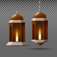 Ramadan lanterne vecteur. élément conception pour islamique vacances. or et argent réaliste 3d lampe illustration. vecteur