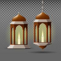 Ramadan lanterne vecteur. élément conception pour islamique vacances. or et argent réaliste 3d lampe illustration. vecteur