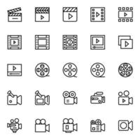 contour Icônes pour cinéma. vecteur