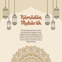Ramadan mubarak salutation carte islamique vecteur conception avec lanterne