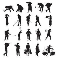 ensemble agriculteur silhouette vecteur illustration.