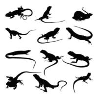 ensemble lézard silhouette vecteur illustration.