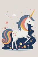 mignonne Licorne amusement personnage dessin animé style vecteur illustration