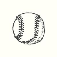 base-ball balle molle vecteur illustration dans noir. détaillé ancien style dessin