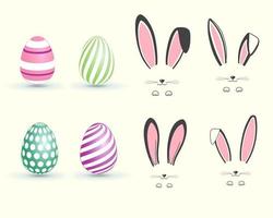 Pâques lapin oreilles et Pâques des œufs collection, lapin visage et Oeuf illustration vecteur