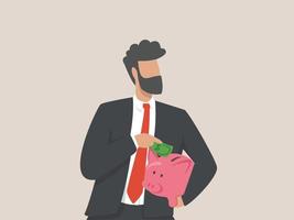 homme d & # 39; affaires économisant de l & # 39; argent illustration de concept vecteur