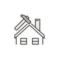 maison et marteau vecteur toit réparation concept coloré icône