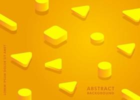 3d abstrait géométrique de couleur jaune vecteur
