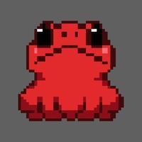 vecteur mignonne rouge grenouille avec larmoyant yeux pixel art, parfait pour autocollants